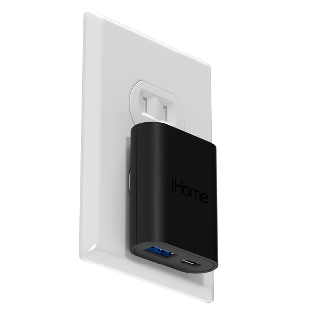 Cargador USB C iHome AC Pro, adaptador de enchufe USB de doble puerto de 20 W