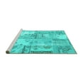 thumbnail image 2 of Ahgly Company Machine Washable Indoor Rectangle Patchwork Turquoise Blue Transitional Area Rugs, 7' x 10', 2 of 4