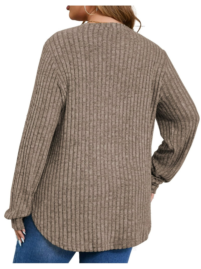 CARCOS Plus Size Sweaters For Women Solid Turtleneck Sweater Long