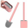 thumbnail image 1 of Cepillo de baño de silicona revolucionario con soporte, de secado rápido, flexible, TPR, antirayaduras, para inodoro de baño (rosa), 1 of 5