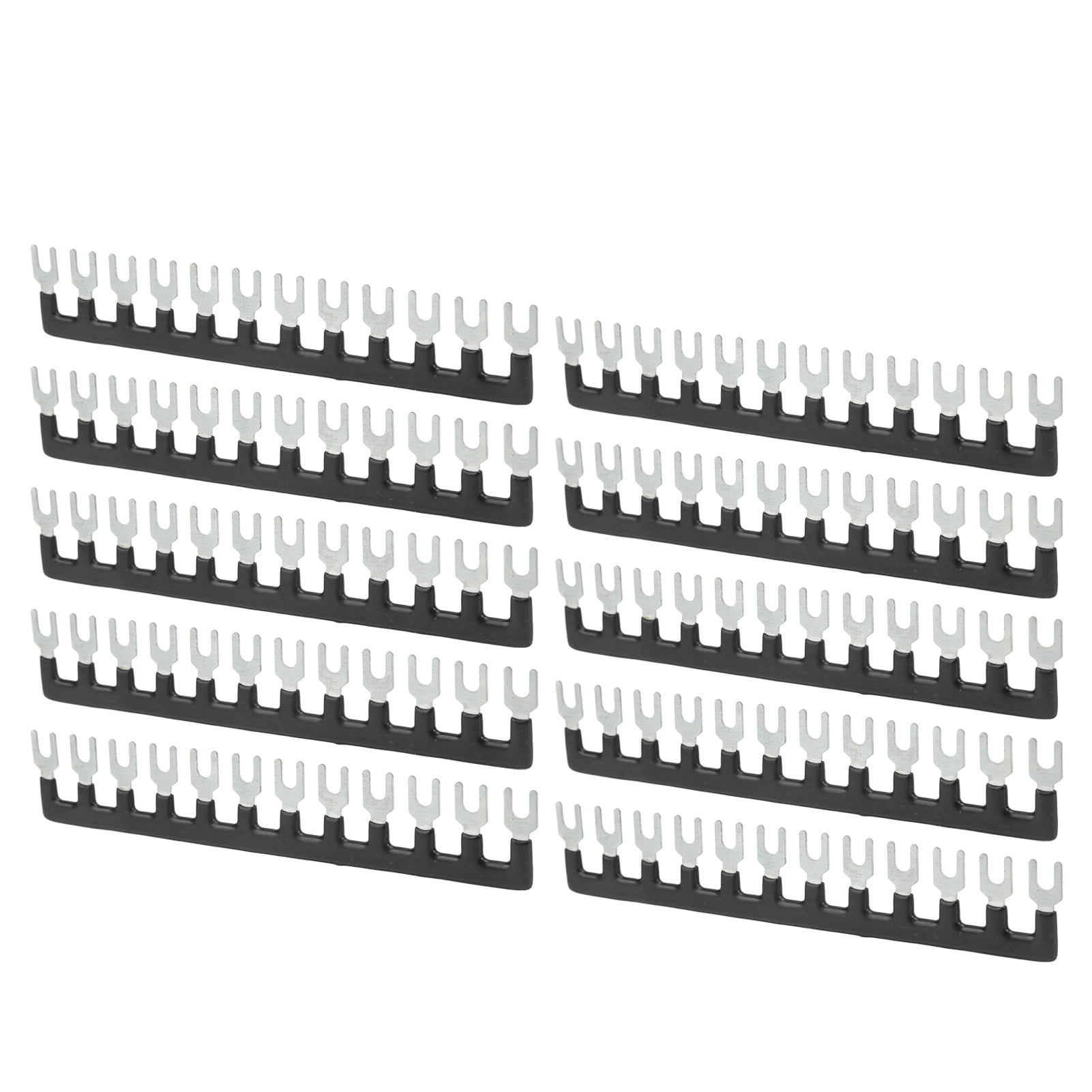 Jumper Block Terminal Strips, 10Pcs Insulated Red Copper Barrier Strip Fork Type Terminal Stripe