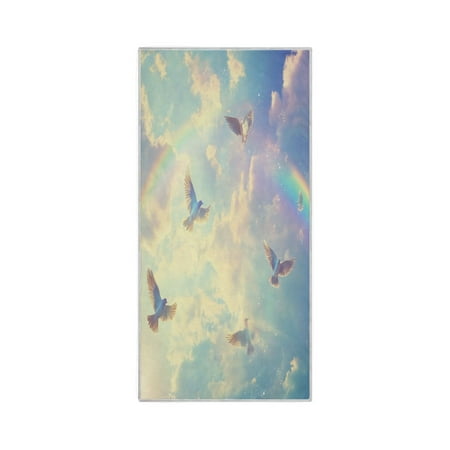 Quick-Drying Towel 30 x 15 Inch Yoga Towels Bath Towels Hand Bath Towels Sport Towel Water Absorption Light Easy to Store and Carry Sky Rainbow Pigeon
