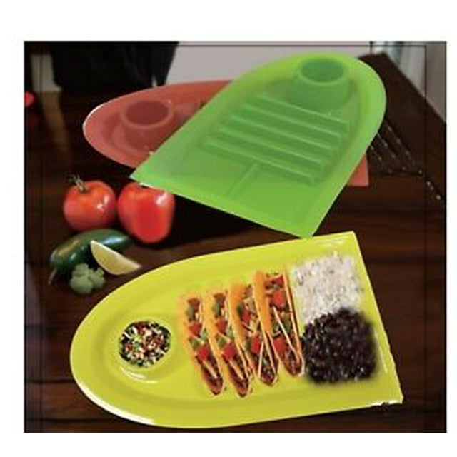 Set of Three Taco Holder Stand Up Divider Plates Multi Colored Plastic