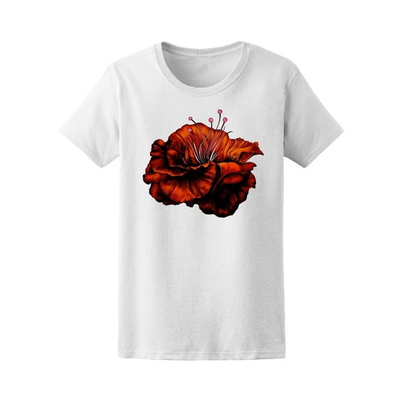 Flower Bud Petals Sketch T-Shirt Women -Image by Shutterstock, Female Large