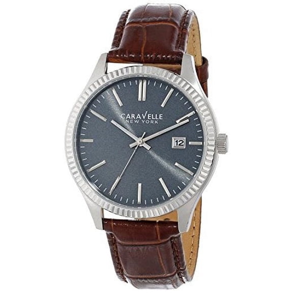 caravelle new york men's 43b132 analog display japanese quartz brown watch