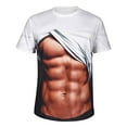 thumbnail image 4 of Men's 3D Fake Abs Printed T-Shirts Funny Graphic T-Shirts Casual Short Sleeve Crew Neck Summer Tops Slim Fit Muscle T-Shirts, 4 of 5