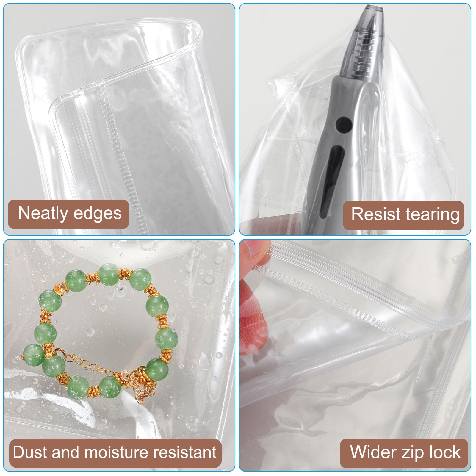 Unique Bargains 100 Pcs Zipper Jewelry Anti-Oxidation Bags 2.76" x 3.94"