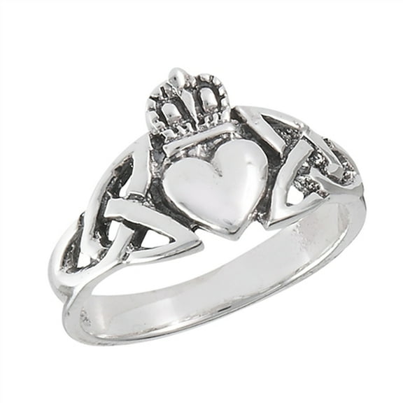 Claddagh Heart Friendship Ring .925 Sterling Silver Celtic Knot Band Jewelry Female Male Size 7