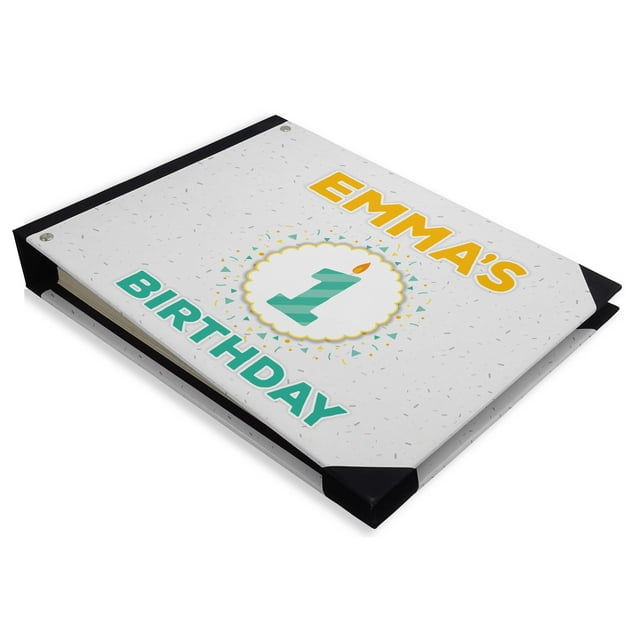 Darling Souvenir Bougie Chiffres Blancs & Confettis Fête d'Anniversaire Couverture Rigide Personnalisée Imprimée MemoryGuestry-9 x 12 Pouces