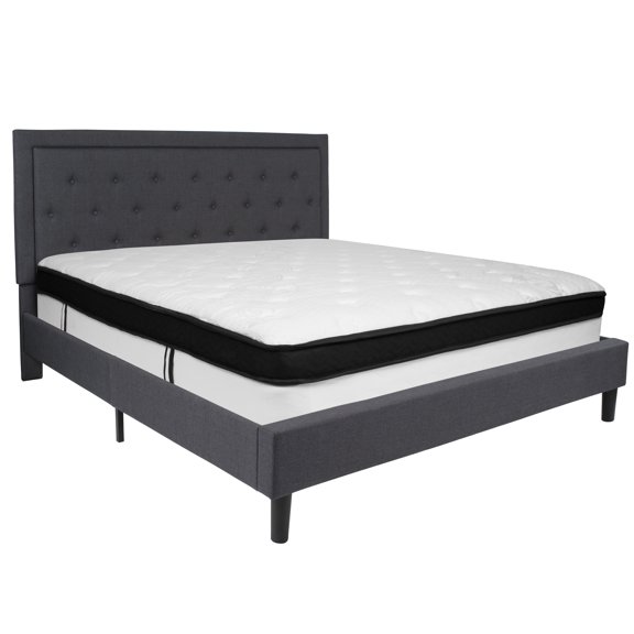 FLASH FURNITURE SL-BMF-31-GG Queen Platform Bed Set,Gray