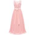 thumbnail image 3 of YONGHS Kids Girls Lace Bridesmaid Dress Long A-Line Chiffon Gown Pink 8, 3 of 6