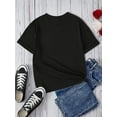 thumbnail image 3 of 1pc Teen Girls' Oversized Casual T-Shirt with Bold "HAPPY" Letter & joyful Face Print - Soft Cotton Blend, Crew Neck, Short Sleeve, Loose Fit for Spring/Summer, 3 of 6