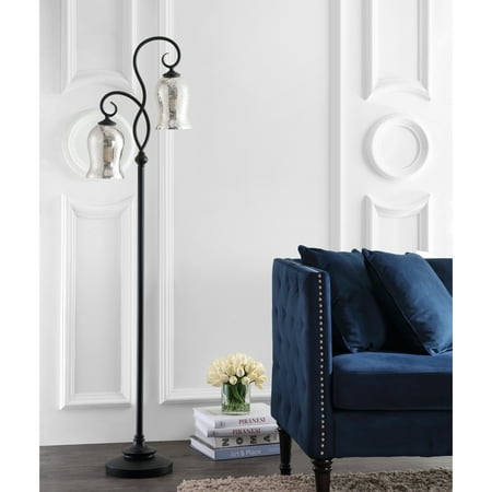 Safavieh Claudia. Double Curved Floral 63.5 in. H Floor Lamp  Black