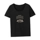 thumbnail image 4 of Camiseta de verano con cuello redondo para mujer, para acampar, vacaciones, viajes, caminar, trabajo Negro, 4 of 7