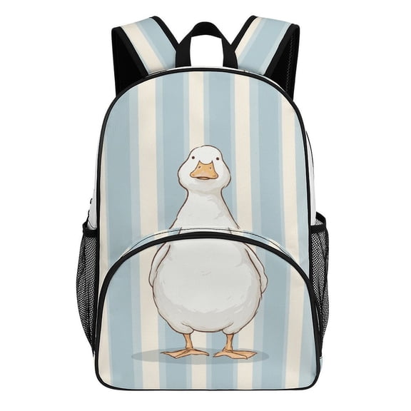 Backpack for Cute White Duck Striped Background Bookbag Durable Student Teenager Sturdy Lightweight Waterproof