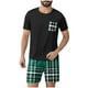 thumbnail image 1 of Mangas de Mano para Hombres Plaid Casual Home Sleepwear Manga Corta Cuello Redondo Top Y Pantalones Cortos Set, Algodón Poliéster Sala de Desgaste, 1 of 6