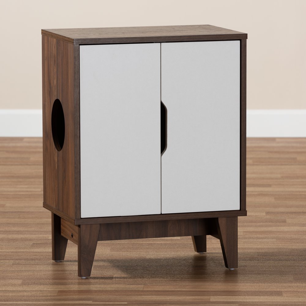 Baxton Studio Romy MidCentury Modern TwoTone Walnut Brown and White