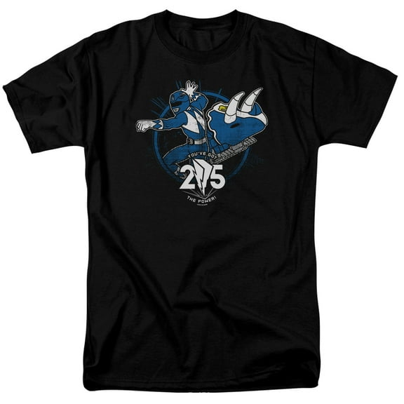 Power Rangers Blue 25 Adult 18/1 T-Shirt Black