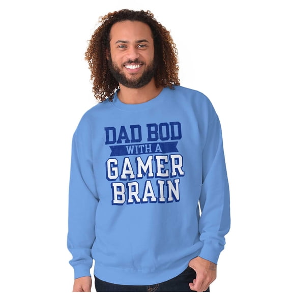 Fathers Day Dad Bod Video Gamer Brain Men's Big & Tall Crewneck Sweatshirt Brisco Brands 2X