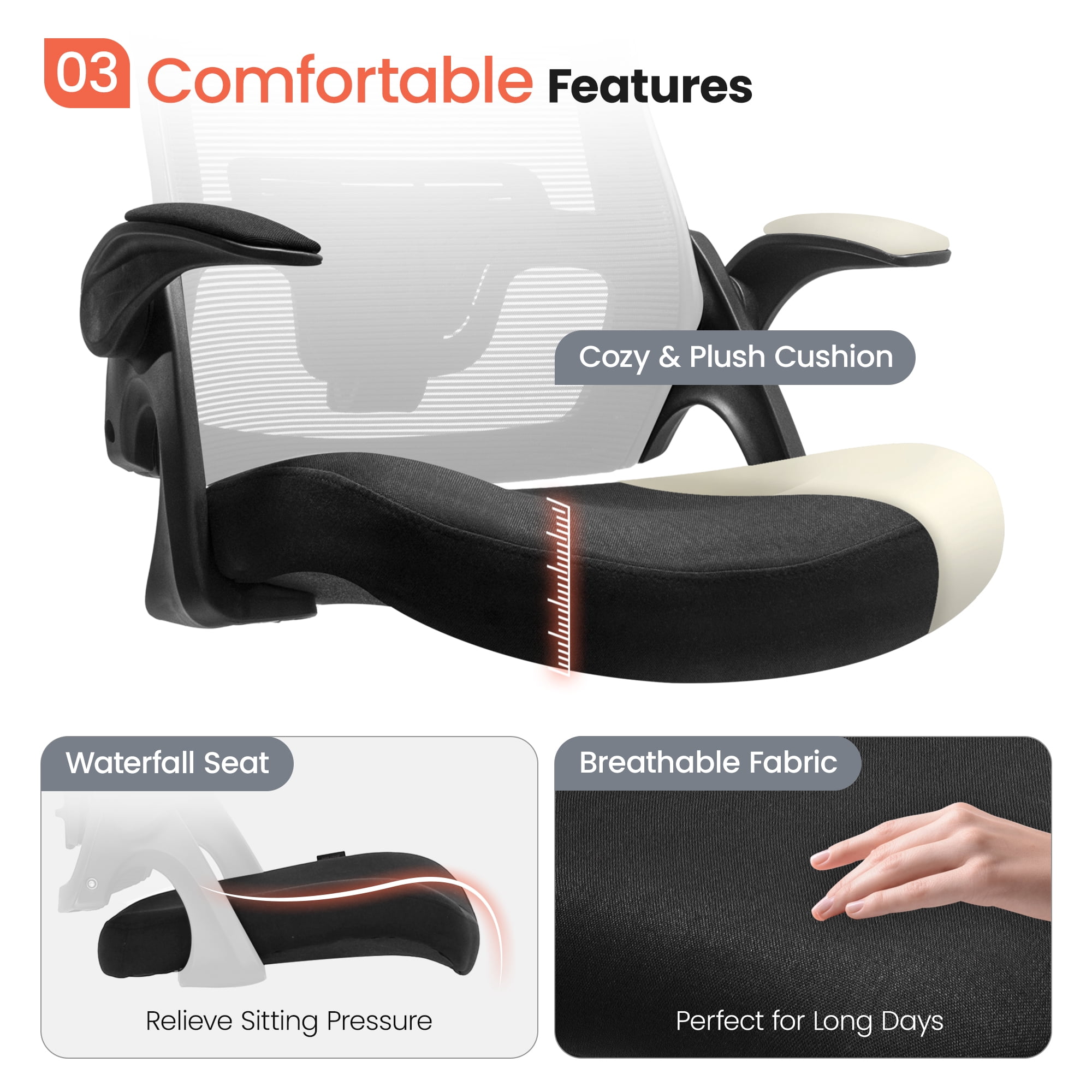 Neo Chair High Back Ergonomic Desk Chair Office Chair, Breathable Mesh Desk Chair with Adjustable Lumbar Support and Headrest, Black