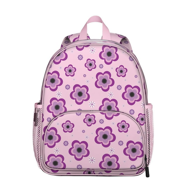 Small Floral Students Backpack - Rustic Country Style Watercolor Flower Pattern, Lightweight Oxford Fabric School Bag for Developing Students and Teens