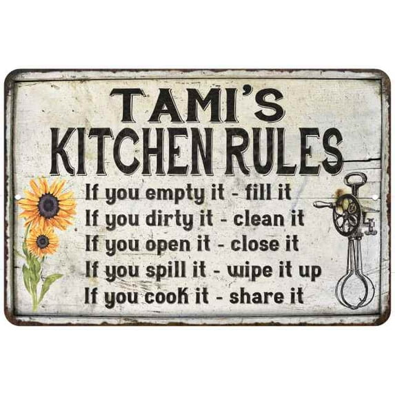 Tami's Kitchen Rules Chic Sign Vintage Décor 8 x 12 Matte Finish Metal 108120032492