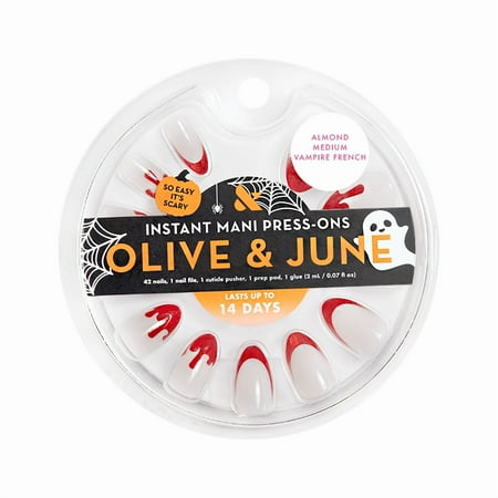 Olive & June Instant Mani Medium Almond Press-on Nails, Vampire French, 42 Pieces