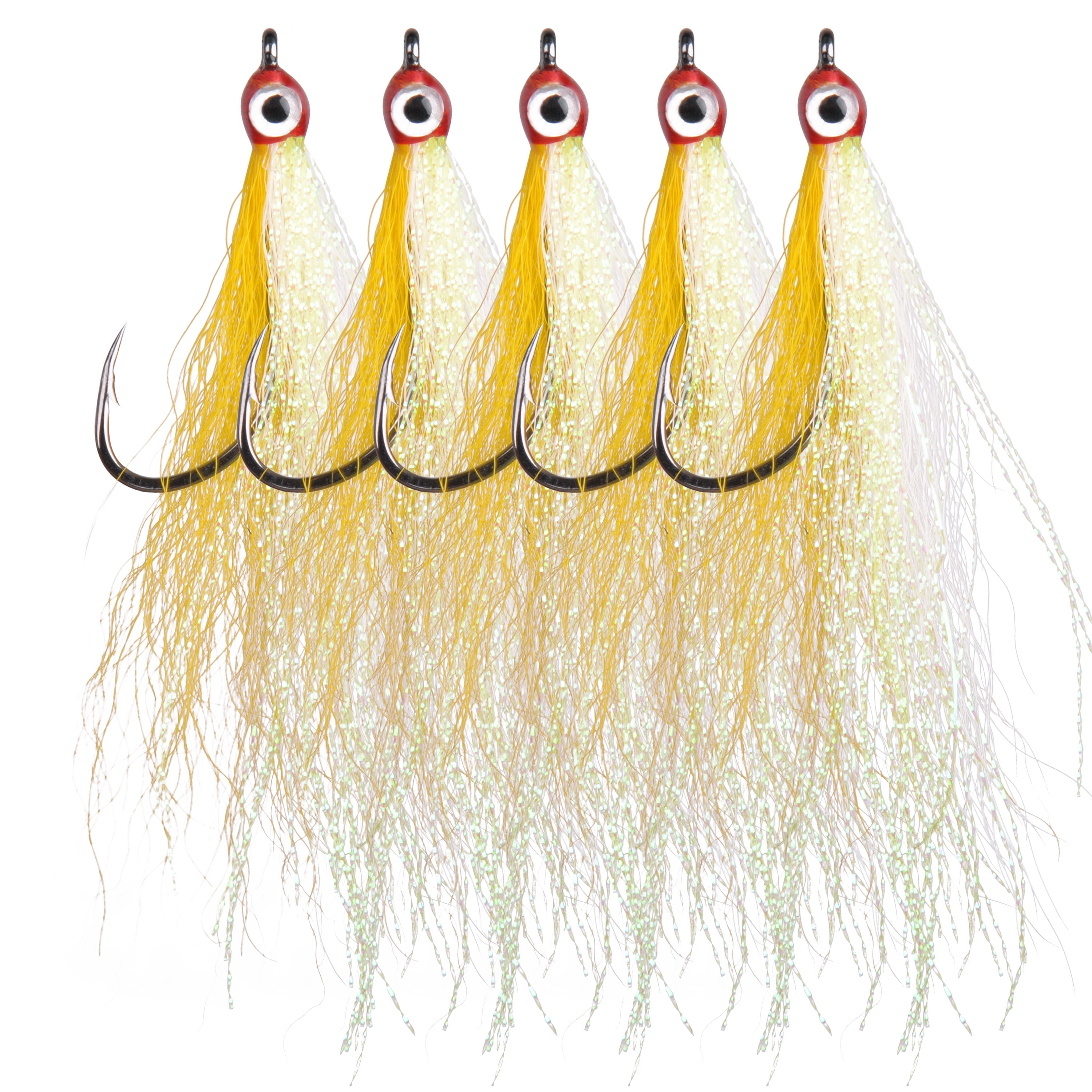 Fishing Bucktail Teaser Hooks,5pcs Saltwater Fishing Teaser Lures with