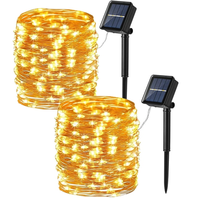 Guirnalda de luces solares Brizled, paquete de 2, 66 pies, 400 LED, blanco cálido