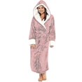 thumbnail image 2 of 2023 Fleece Bathrobe Women Soft Dressing Gown Hooded Fluffy Towling Bath Robe-1, 2 of 5