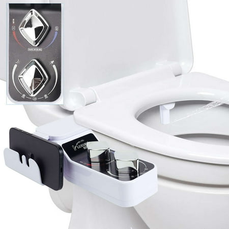 Deago Bidet Attachment for Toilet with Self Cleaning Dual Nozzle, Adjustable Water Pressure, Hot and Cold Water Spray Non-Electric Toilet Seat Bidet for Rear and Feminine Wash