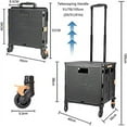 thumbnail image 3 of Foldable Utility Cart, Heavy Duty Plastic, Telescoping Handle, 4 Rotating Wheels, Black, Collapsible, 3 of 7