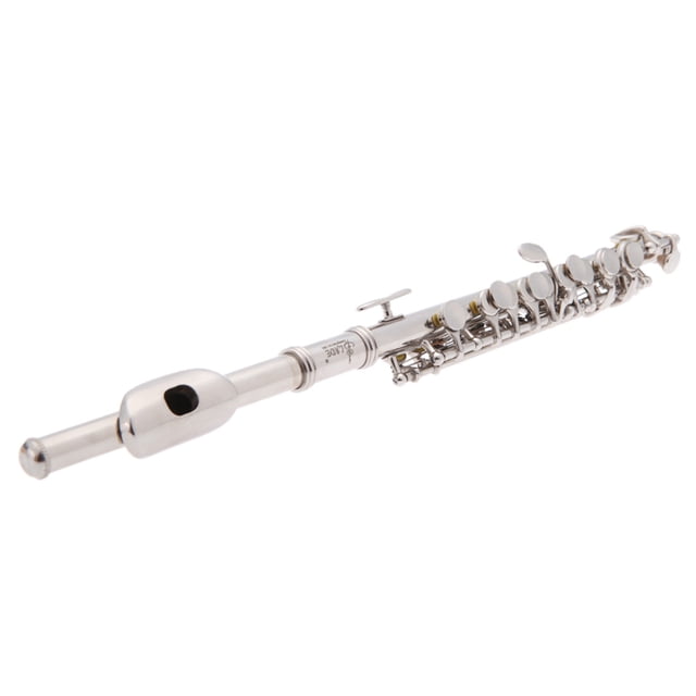 Flauta Piccolo Ottavino Half-size Flauta de Plata Plateado C Clave Cuproníquel con Limpieza Grease Cork Paño Destornillador Caja Acolchada