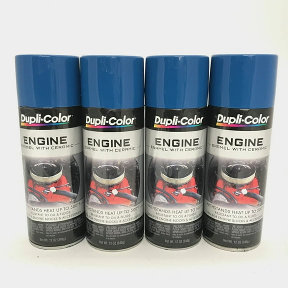 Duplicolor DE1621-4 PACK Engine Enamel Paint w/ Ceramic, OLD FORD BLUE - 12 oz
