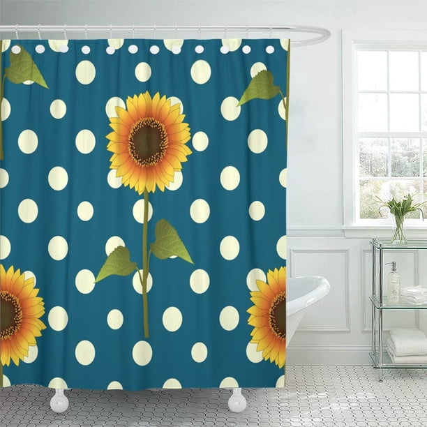 ABPHQTO Marrón girasol abstracto sobre lunares amarillos azul verde azulado colorido hermosa belleza impermeable baño cortinas de ducha conjunto 165x180 cm ABPHQTO PKNMT66x72Shower-9673