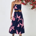 thumbnail image 6 of Edvintorg Women's Summer Floral Spaghetti Strap Sundress Womens Open-Back Sleeveless Drawstring Printed Temperament Flowy Maxi Dresses Blue S, 6 of 7