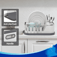 thumbnail image 5 of Dish Drying Rack for Kitchen Counter, Compact Dish Drainer with Drainboard, Utensil Holder and Cup Rack, Plastic Kitchen Drying Rack for Dishes, Cups, Knives, Spoons and Forks, White, 5 of 5