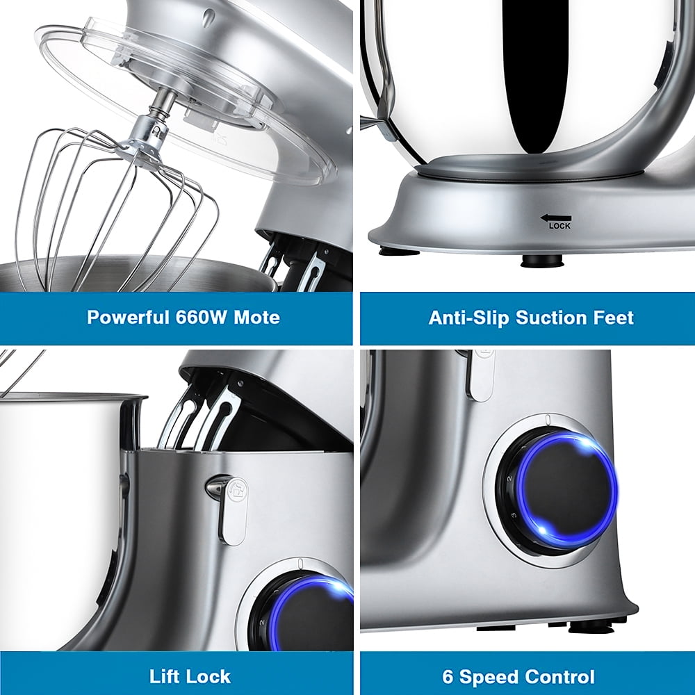 uhomepro 7.5 QT Stand Mixer for Kitchen, 6+0+P-Speed Tilt-Head