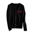 thumbnail image 5 of GUZOM Sweaters Womens Acrylic V-Neck Cardigan with Pink Heart Wings, Loose Fit S-XXXL, Black - Casual Everyday Office Layering Wear,Size S, 5 of 5