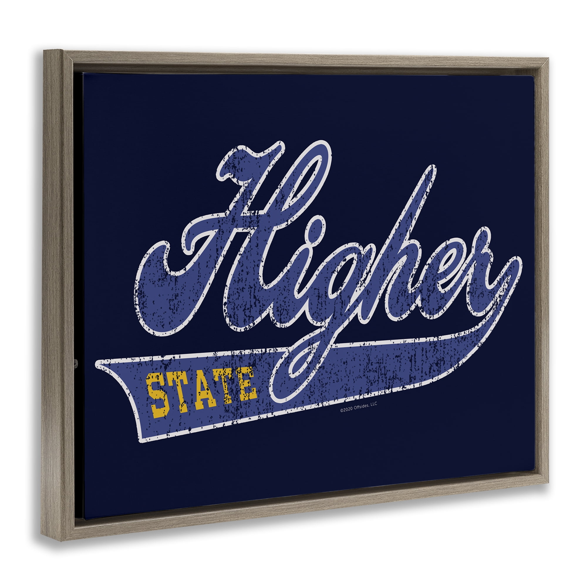 Stupell Industries Higher State Varsity Style Text & Numbers Painting Brown Floater Framed Canvas Art Print Wall Art, 31 x 25