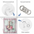 thumbnail image 4 of Easter Bunny Roses Shower Curtain, Waterproof Shower Curtains for Bathroom, Pink Floral Spring Green Buffalo Plaid Washable Fabric Bathtub Curtain Set Bath Decor with 12 Hooks 48"x72", 4 of 8