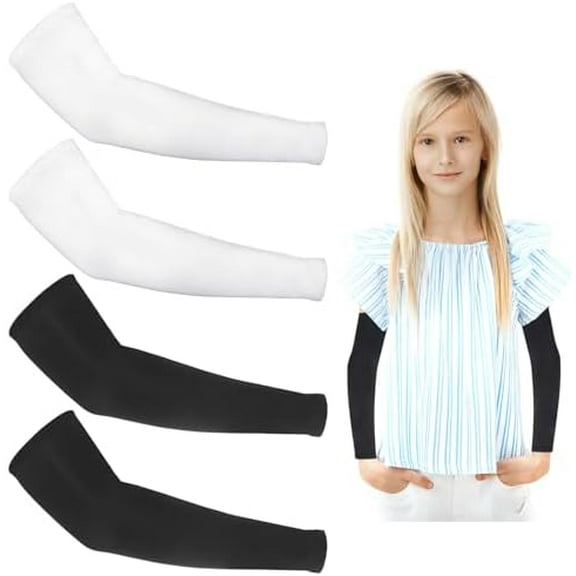 2 Pairs Kids Arm Sleeves - Breathable Elastic Compression Sleeves for Volleyball, Football, Baseball, Basketball - Youth Boys & Girls$$Tools & Hardware Other