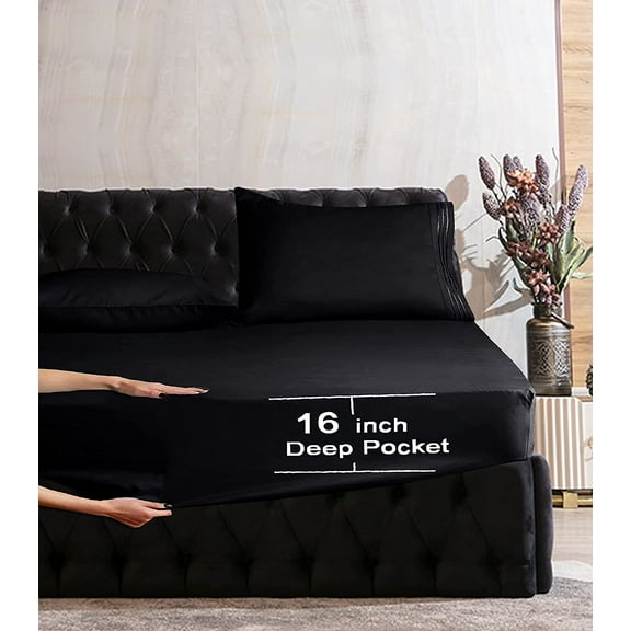 1500 Premier Hotel Collection Egyptian Quality 1-Piece Fitted Sheet, , California King Black