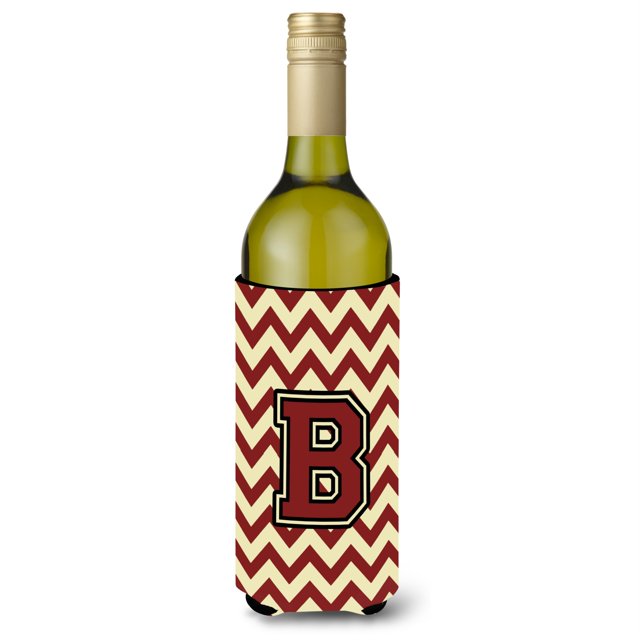 Letra B Chevron Granate Y Oro Botella De Vino Bebida Aislador Hugger Cj1061-Bliterk