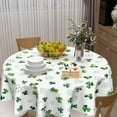 thumbnail image 5 of St. Patricks Day Tablecloth Round 60 Inch Green Watercolor Shamrock Lucky Clover Table Cloth Spring Holiday Farmhouse Polyester Table Cover for Party Kitchen Dining Room Home Decor, 5 of 6