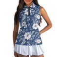 thumbnail image 3 of Whosucclay Blue-Floral Athletic Shirt for Female, Elastic Stretchy Comfortable Workout Tank Tops for Tennis Indoor Running Golf, 3 of 8