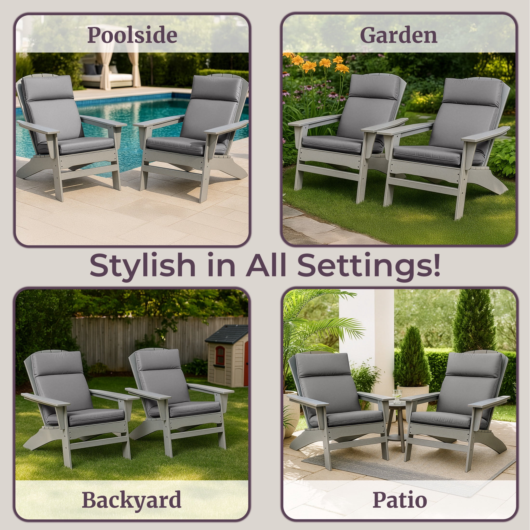 Lavish Home 45x21.5x3in High Back Outdoor Chair Cushion with Ties (Gray)