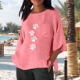 thumbnail image 5 of Jsaierl 3/4 Sleeve Cotton Linen Womens Tops Plus Size Round Neck Shirts Boho Print Ladies Blouses Work Holiday Tunic Top S-2XL, 5 of 7