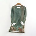 thumbnail image 4 of FAVIPT Fleece Graphic Sweatshirts for Women Bohemian Retro Print Pullover Sherpa Lined Winter Warm Loungewear Casual Trendy Crew Neck Clothes Green,M, 4 of 4