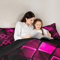 thumbnail image 4 of Castle Fairy Abstract Neon Cube Full Size Comforter Sets 3-Piece,Minimalism Glowing Geometric Bedding Comforter Set,Magenta Black,Reversible,1 Comforter and 2 Pillowcases, 4 of 6